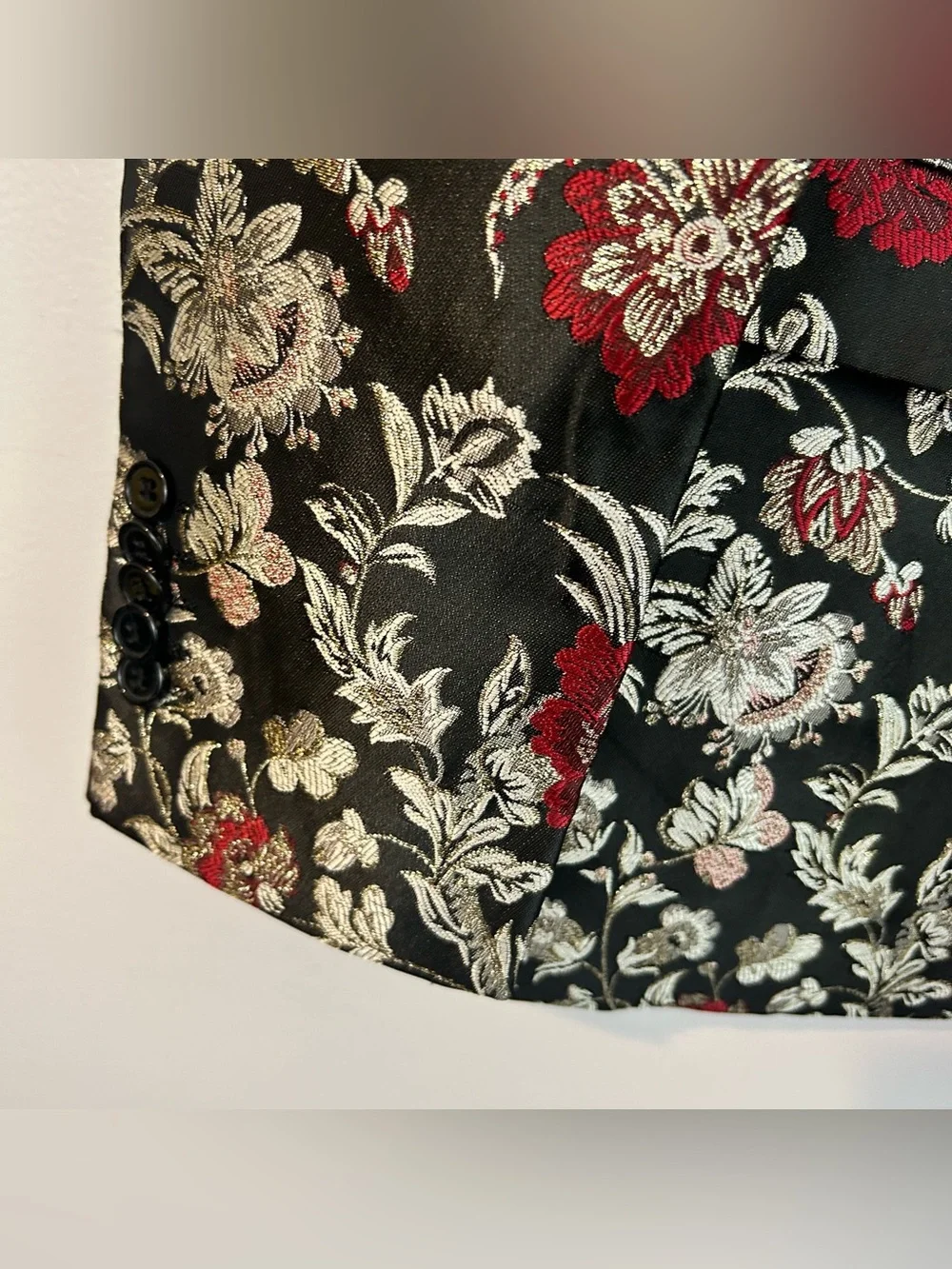 Soul of London Black/Red/Metallic Floral Tuxedo Statement Jacket Size 38 Regular